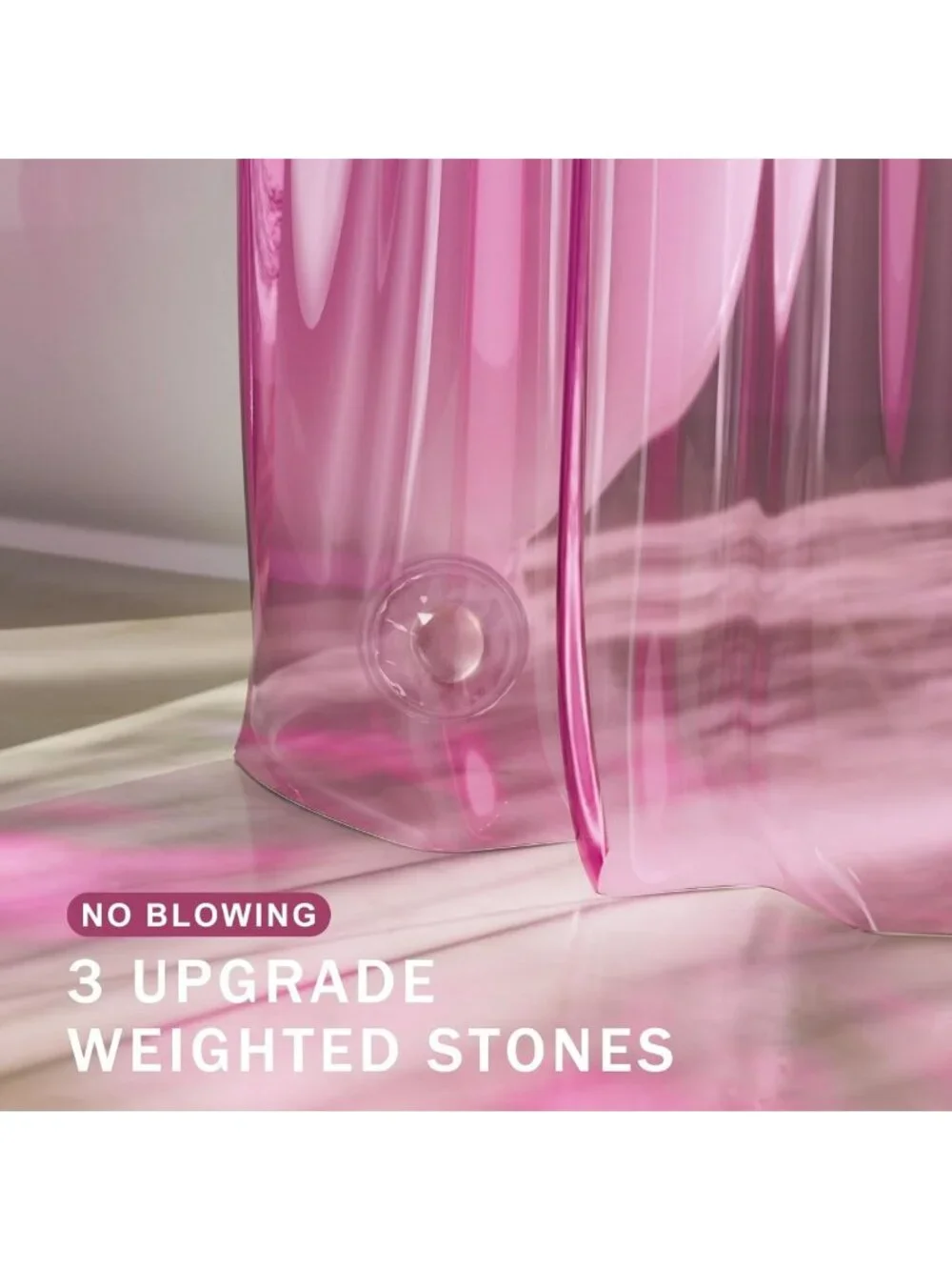 Pink Clear Shower Curtain Liner for Valentine's Day, 100% EVA Heavy Duty, 72x72